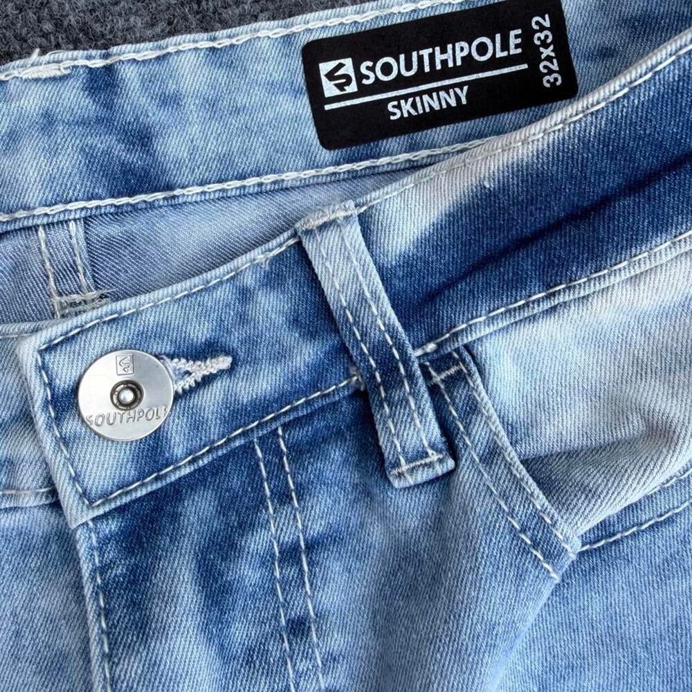 Southpole Light Wash Distressed Skinny Biker Jeans Size 32x32